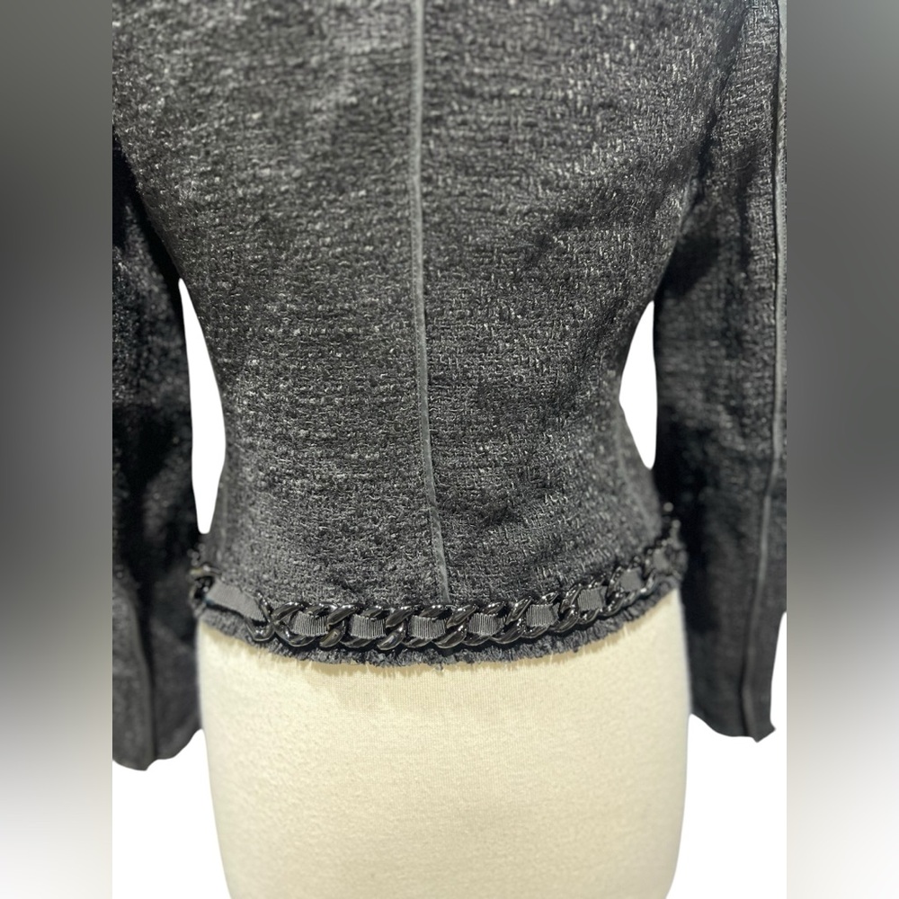 Prada - Black Tweed Chain Embellished Jacket Sz 42 - Picture 10 of 16
